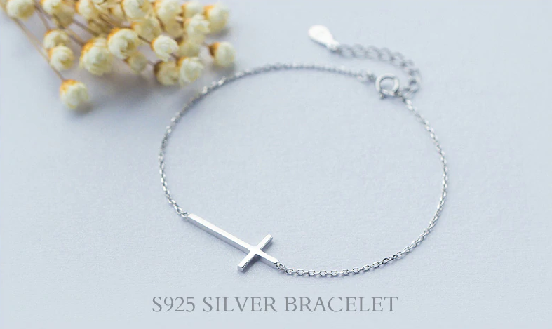 sterling silver cross charm bracelet