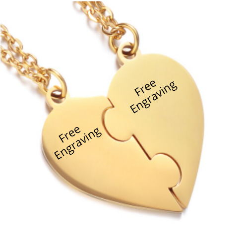 Engraved Cute Couples Pendants Necklaces Set for 2