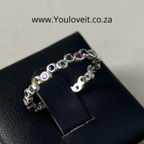 The S925 Sterling Silver Rainbow CZ Band