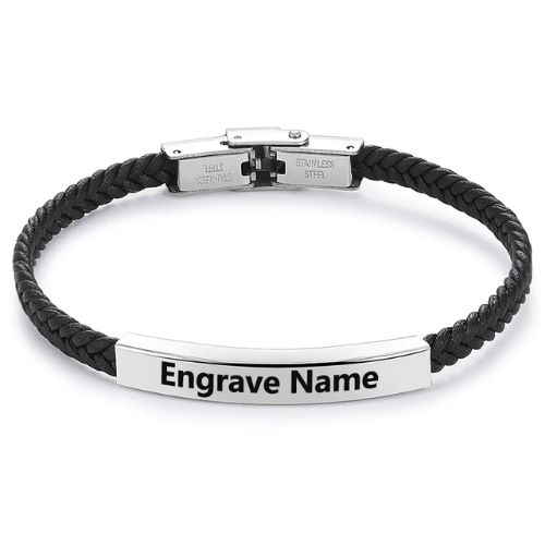 black engraved bracelet