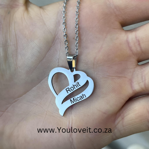 silver heart necklace personalised