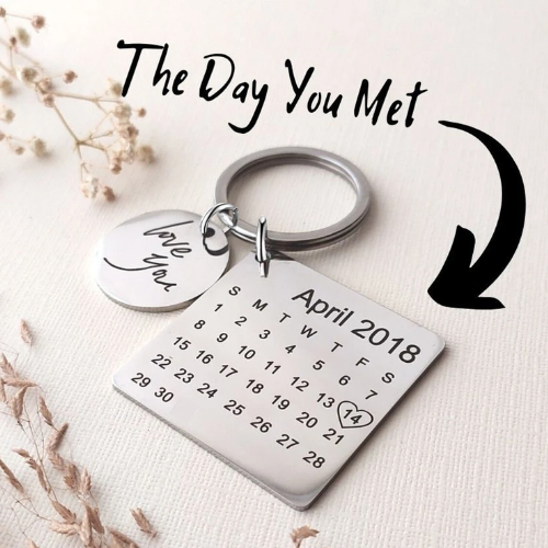 Engraved Calendar Disk Keychain / Keyring