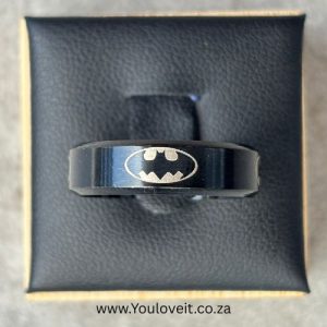 6mm Width Moonlight Black Marvel Stainless Steel Batman Ring