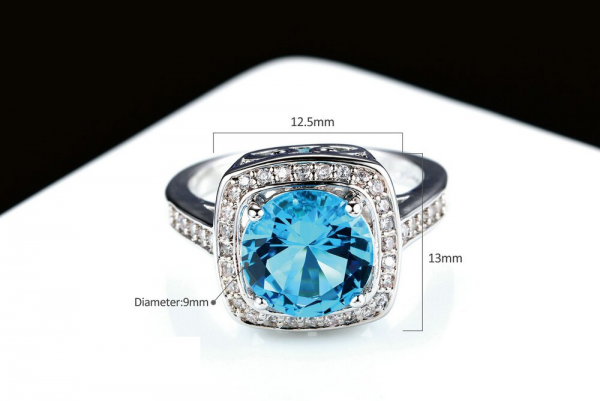 The 18K GP Blue Square Engagement Ring - Image 2