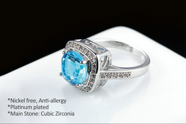 The 18K GP Blue Square Engagement Ring