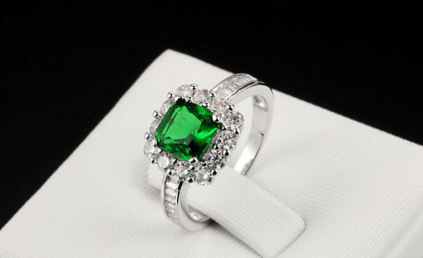 The 18K GP Emerald Green Engagement Ring