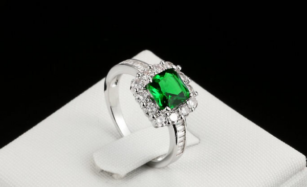 The 18K GP Emerald Green Engagement Ring - Image 2