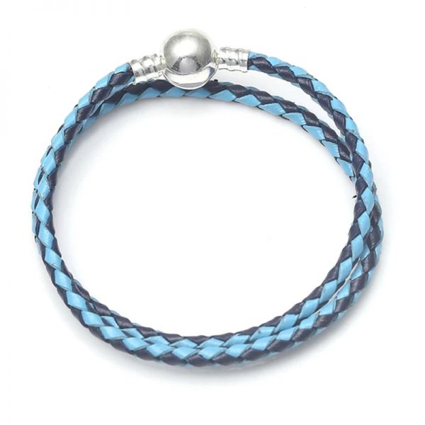 The Light and Dark Blue Leather Snake Charm Bracelet