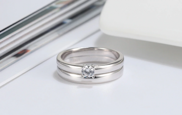 The S925 Sterling Silver Wedding Set/ His and Her Ring Set - Image 3