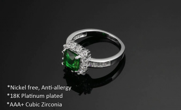 The 18K GP Emerald Green Engagement Ring - Image 4