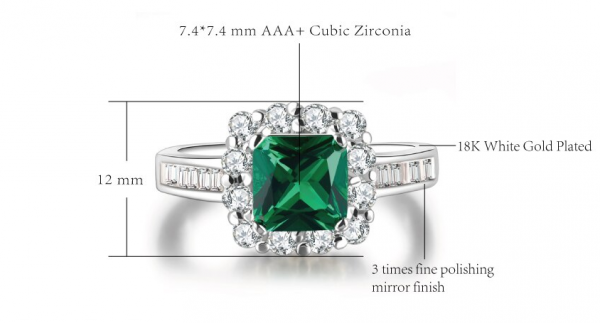 The 18K GP Emerald Green Engagement Ring - Image 5