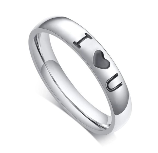 The Stainless Steel "I Love You" His and Her Ring Set - Image 3