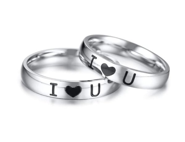 The Stainless Steel "I Love You" His and Her Ring Set - Image 2