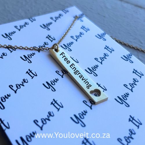 The Gold Stainless Chain Heart Bar Necklace