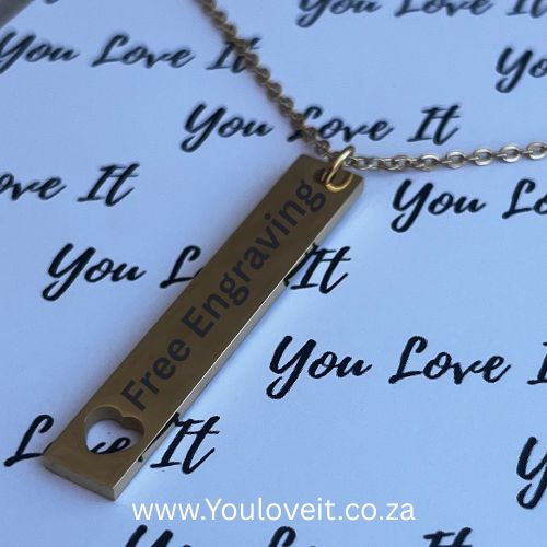 The Gold Stainless Chain Heart Bar Necklace