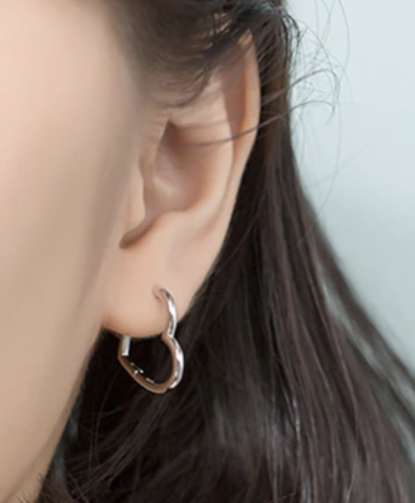 The Sterling Silver Heart Hoop Earrings - Image 3