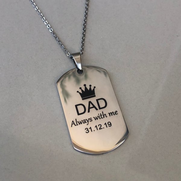 Custom Laser Engraved Stainless Steel DAD Dog Tag Necklace