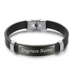 The Black Silicone Engraved Bracelet