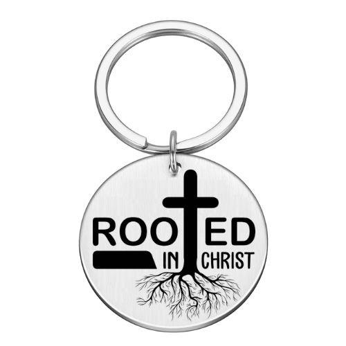 "Rooted In Christ" Religious Inspirational Keychain / Keyring