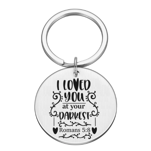"Romans 5:8" Religious Inspirational Keychain / Keyring
