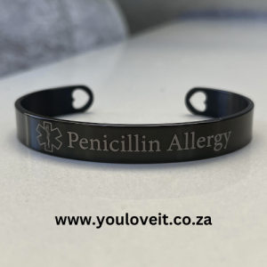 The 10mm Black Surgical Steel Medical Alert Bangle