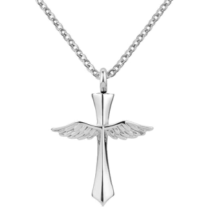 The Stainless Steel Angel Wing Cross Keepsafe Urn Necklace