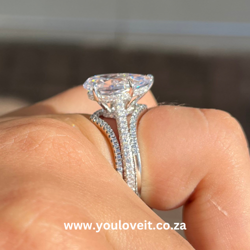 The Classic Sterling Silver 5.75 Ct. Magnificent Pear Wedding Ring Set - Image 3