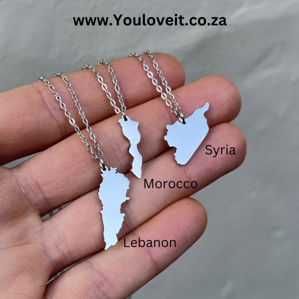 Syria - Lebanon - Morocco Map Necklace