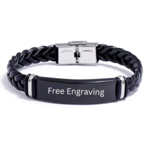 The 10mm Black Braided Engraved Bracelet