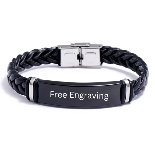 The 10mm Black Braided Engraved Bracelet