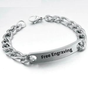 The Silver Surgical Steel Figaro Link Cuban Engraved Bracelet