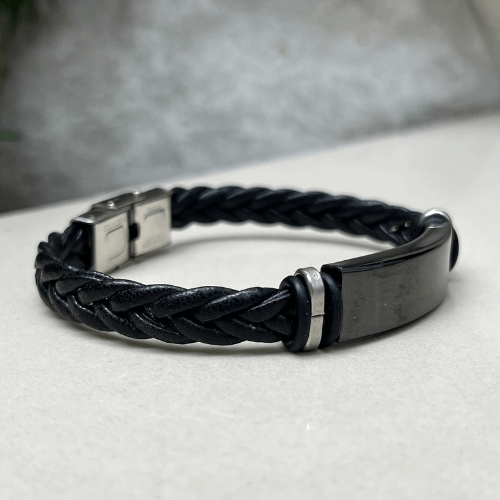 The 10mm Black Braided Engraved Bracelet | Cape Town