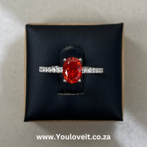 The S925 Sterling Silver 1.25 ct. Red Ruby Oval Cut Solitaire Engagement Ring | Stunning affordable sterling silver engagement rings, wedding rings, tungsten carbide, stainless steel wedding bands for sale in Randfontein, Gauteng, South Africa