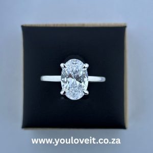 The Sterling Silver 3.00 ct. Oval Cut Solitaire Engagement Ring