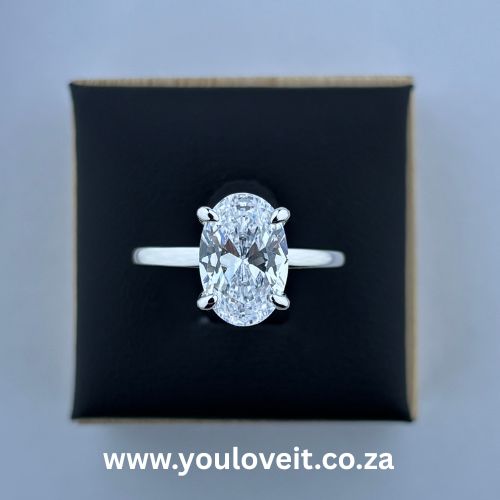 The Sterling Silver 3.00 ct. Oval Cut Solitaire Engagement Ring