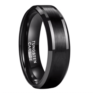 The 6mm Black Matt Line Tungsten Carbide Ring