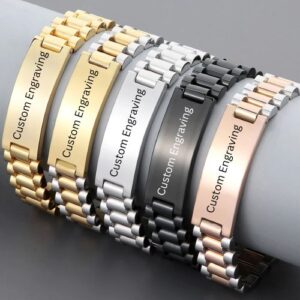 10mm Strap Chain Bracelet (Custom Engraving)