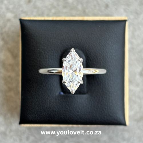 The Sterling Silver 1.50 ct Solitaire 6 Claw Marquise Engagement Ring