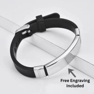 Adjustable Silicone Black Bracelet (Custom Engraving)