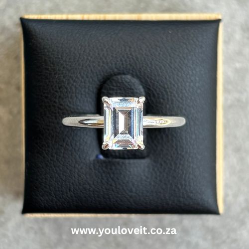 The Sterling Silver 1.75 ct Solitaire Emerald Cut Engagement Ring