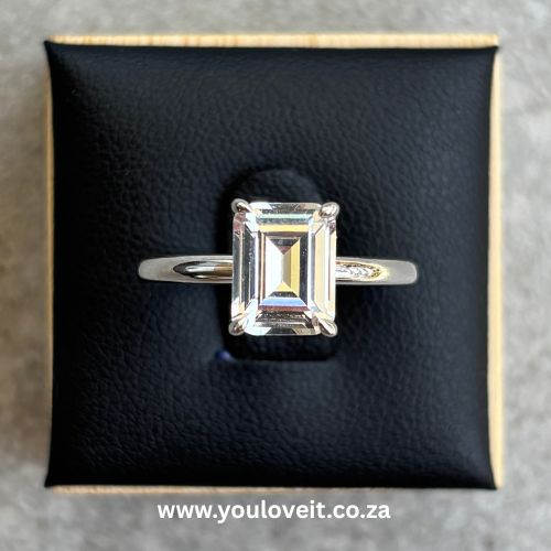 The Sterling Silver 2.50 ct Solitaire Emerald Cut Engagement Ring