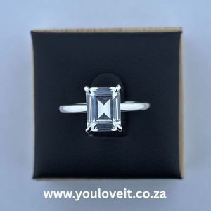 The Sterling Silver 2.50 ct Solitaire Emerald Cut Engagement Ring