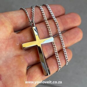 The Stainless Steel Cuban Chain Twisted Cross Keepsake Urn Necklace
