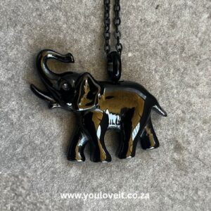 The Stainless Steel Custom Engraved Black Elephant Urn Necklace (Free Engraving)