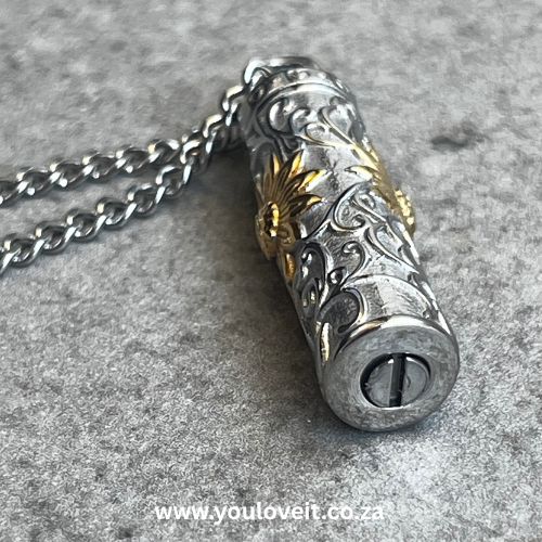 The Stainless Steel Cuban Chain Sunflower Cylinder Keepsake Urn Necklace