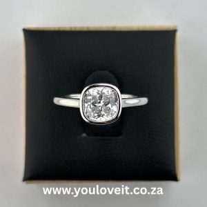 The Sterling Silver 2.50 ct. Cushion Cut Bezel Set Engagement Ring