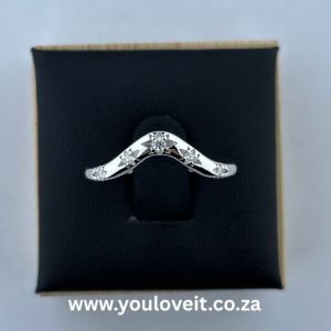 The Sterling Silver Starburst Curved Wishbone Wedding Band