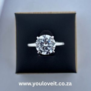 The Sterling Silver 4.00 ct Round Cut Solitaire Engagement Ring