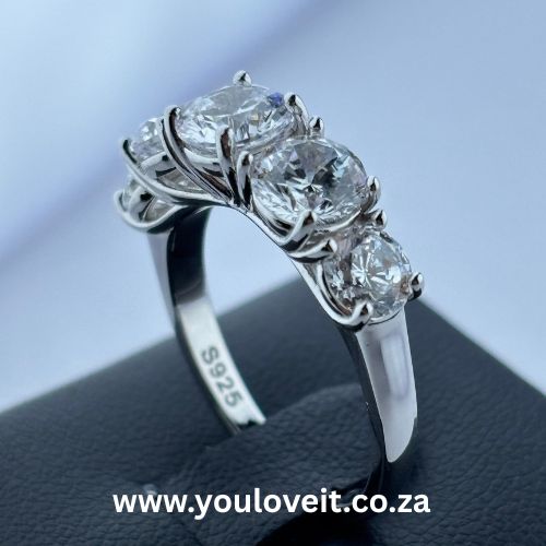 The Sterling Silver 5 Stone Round Cut Engagement Ring