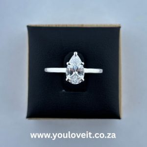 The Sterling Silver 1.75 ct Pear Cut Solitaire Engagement Ring